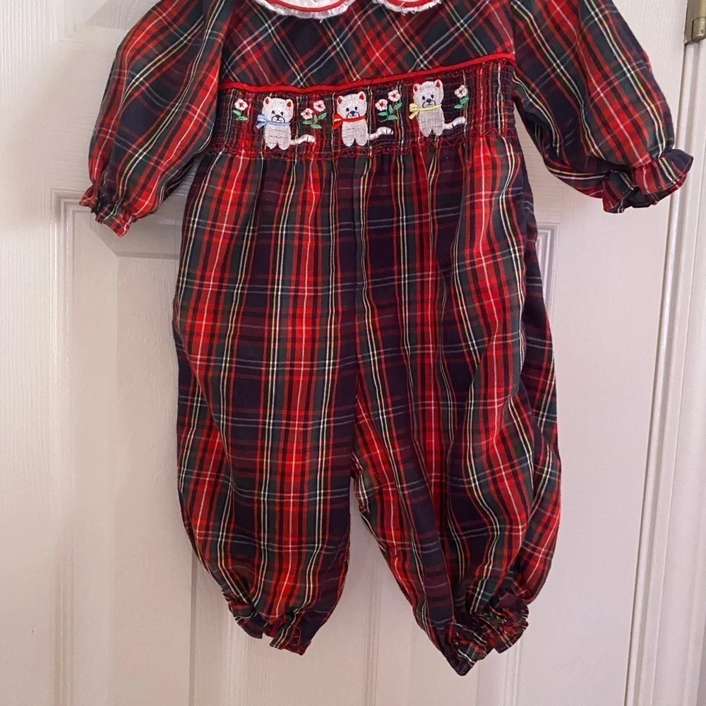 Vintage Smocked Kitty‎ Romper